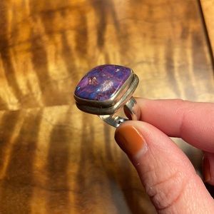 Vintage Purple Turquoise 925 Silver Ring